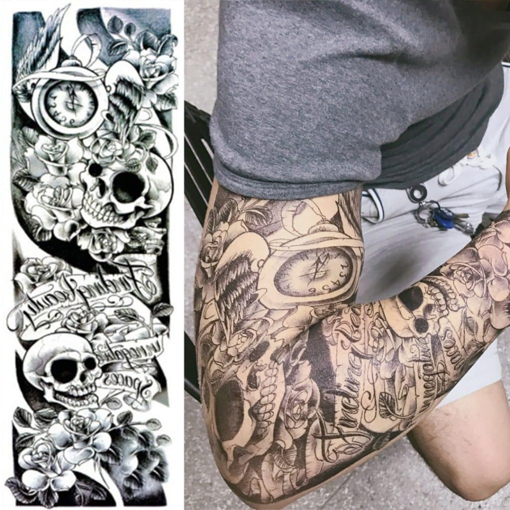  Tatouage  Ephemere Homme  Skulls Sleeve Tattoo Routine